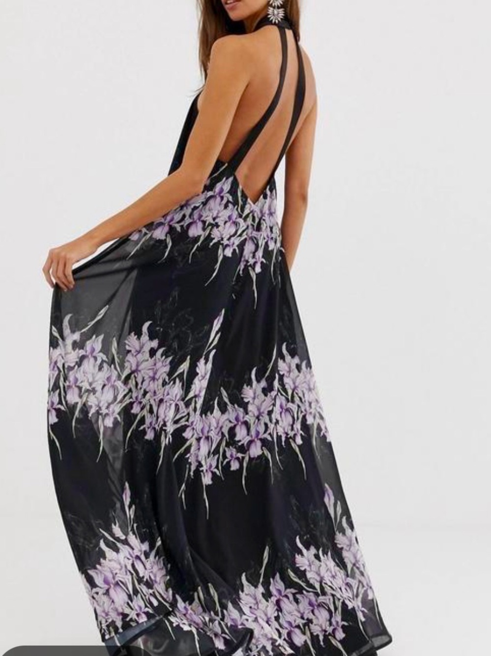 ASOS Edition Women’s Black Halter Trapeze  Sleeveless Maxi Dress.  Size 4